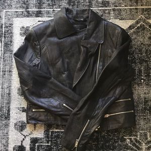 RAG & BONE cropped leather moto jacket